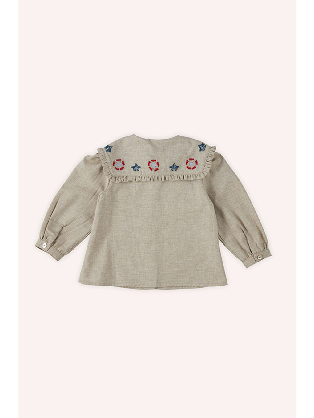 Kız Bebek Geniş Yakalı Bej Gömlek-1