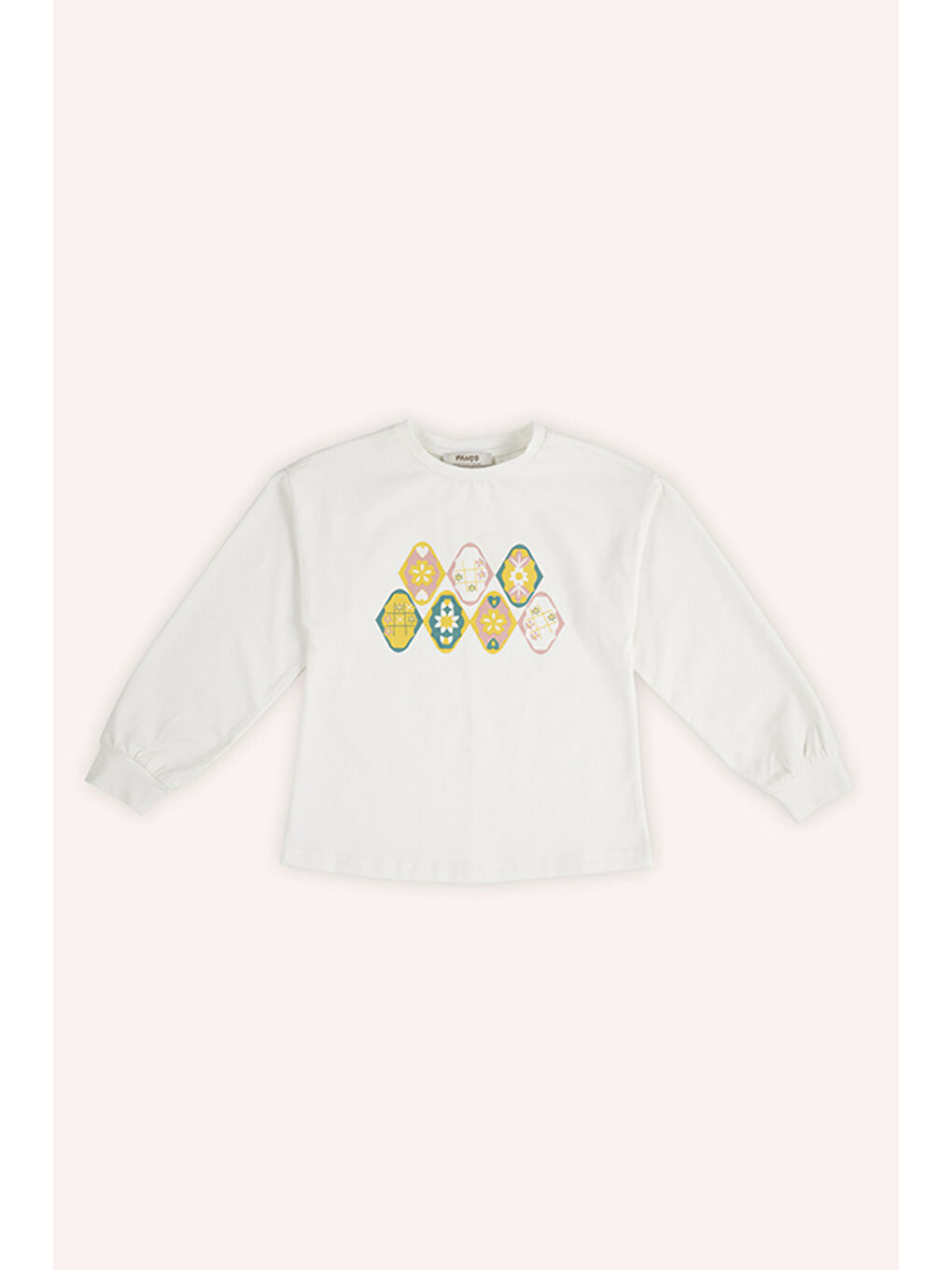 Kız Çocuk Baskılı Ekru Tişört-2