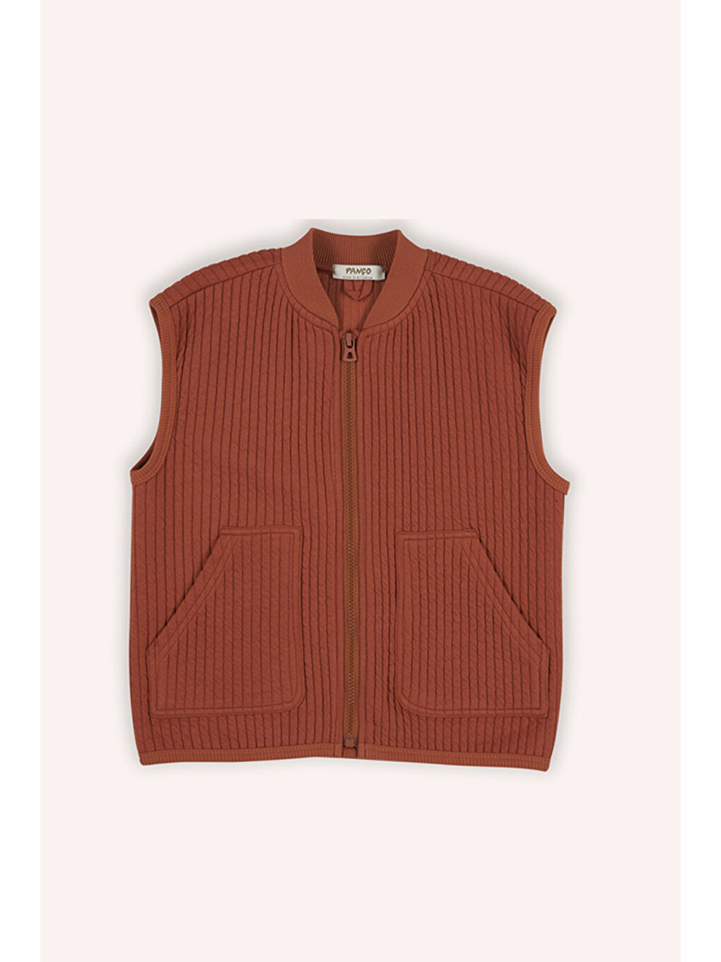 Kahverengi Erkek Çocuk Fermuarlı Kiremit Rengi Yelek-1