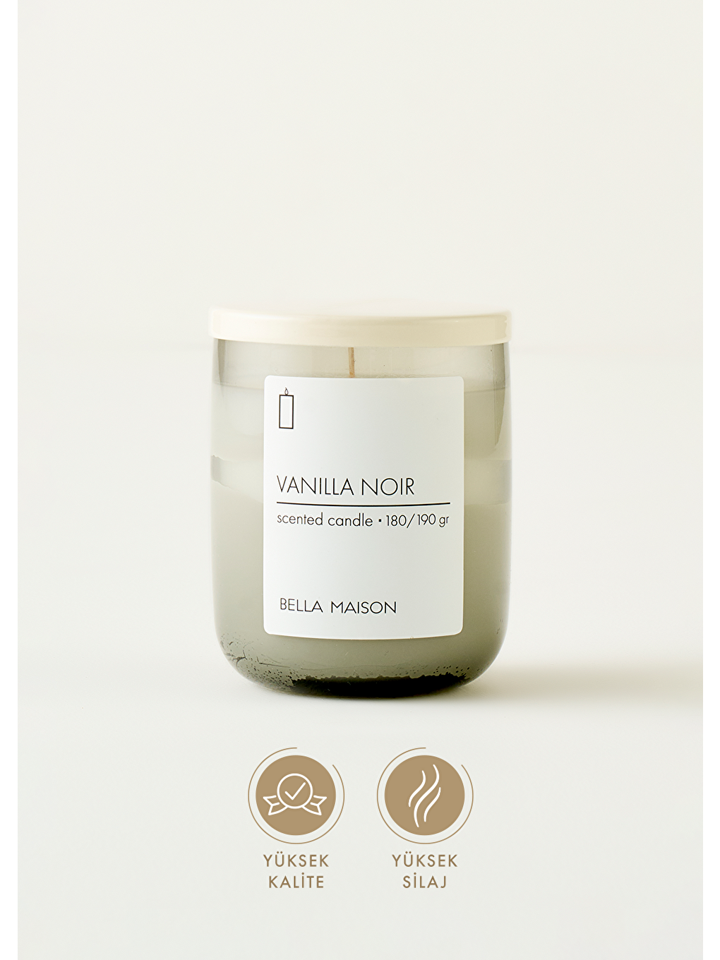 Beyaz Vanilla Noir Ahşap Fitilli Soy Wax Mum