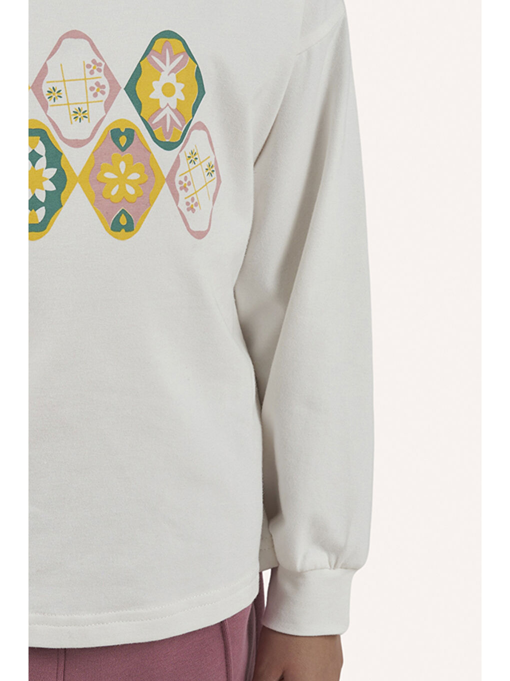 Kız Çocuk Baskılı Sarı Tişört-1