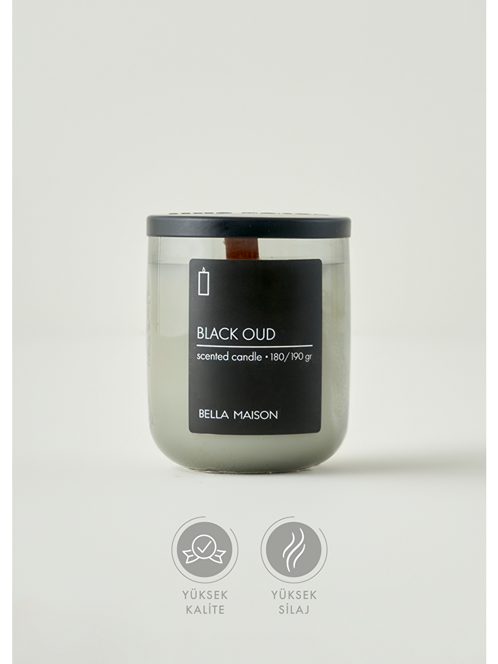 Beyaz Black Oud Ahşap Fitilli Soy Wax Mum