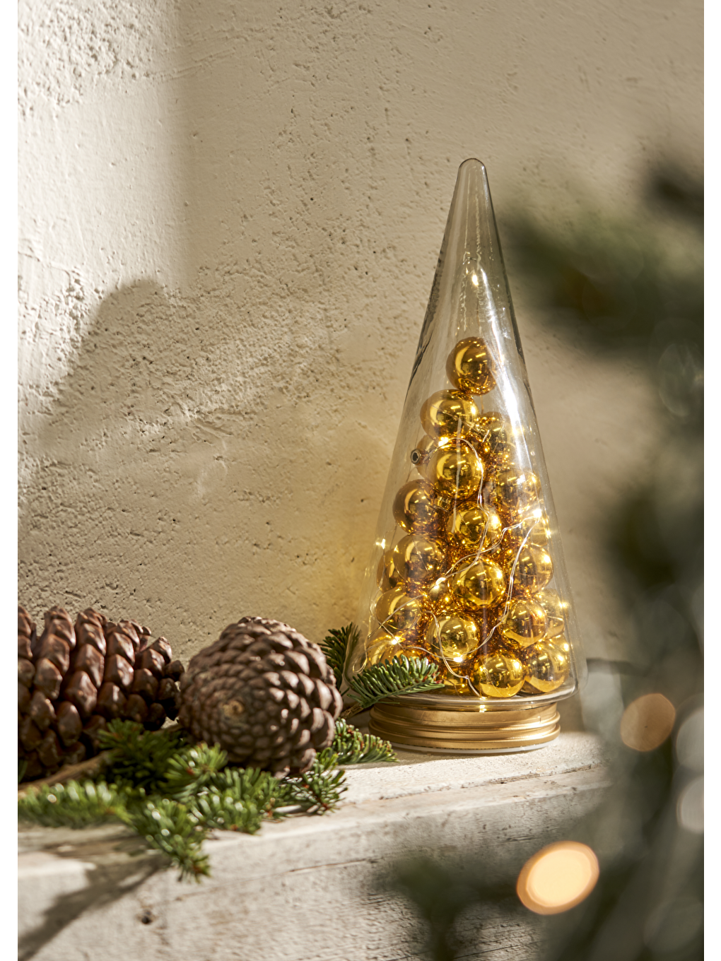 Sarı Christmas Tree Ledli Aydınlatma Gold (12x12x29 Cm)