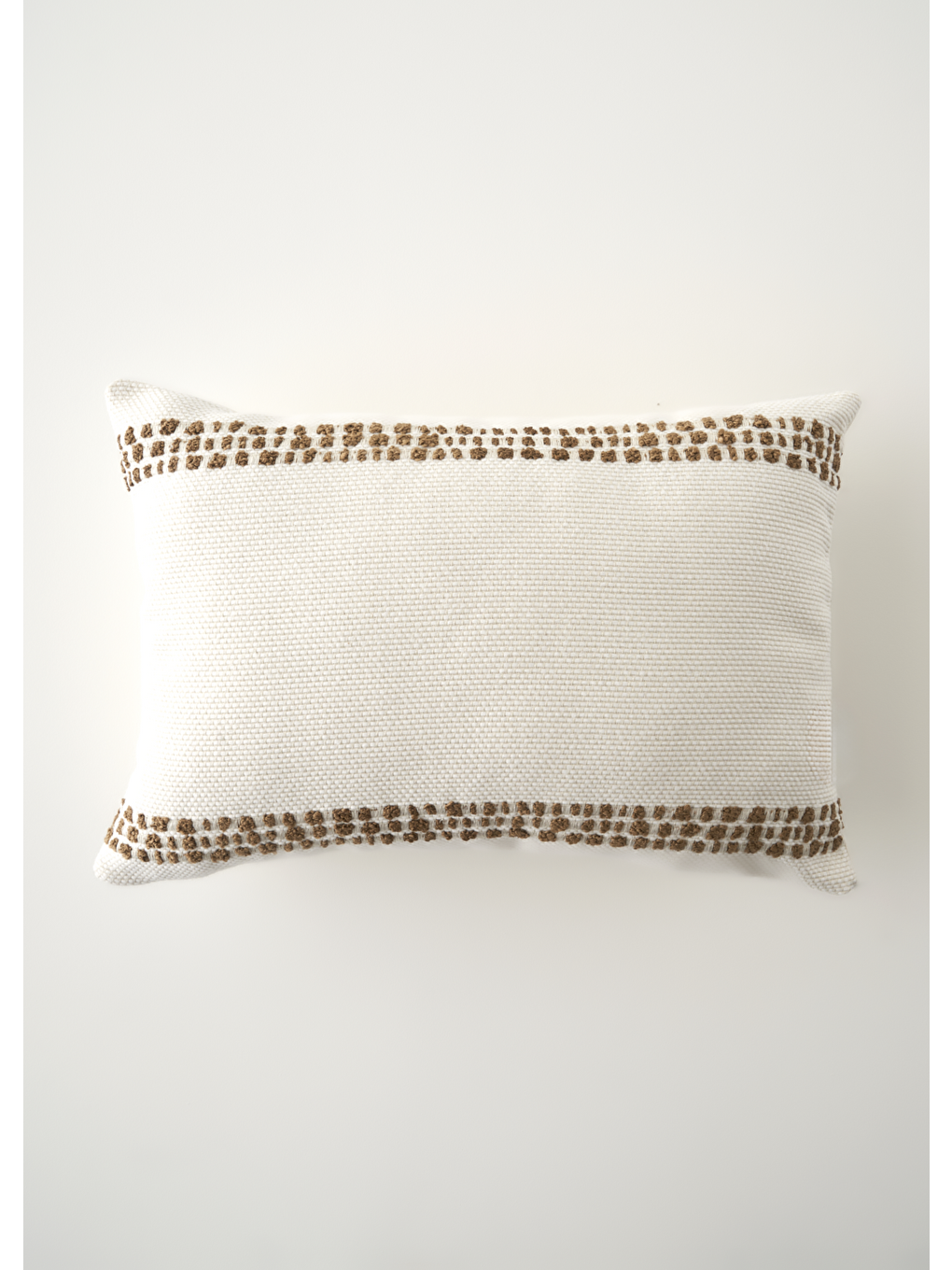 Kahverengi Tassel Dekoratif Kırlent Kılıfı Krem (35x50 Cm)