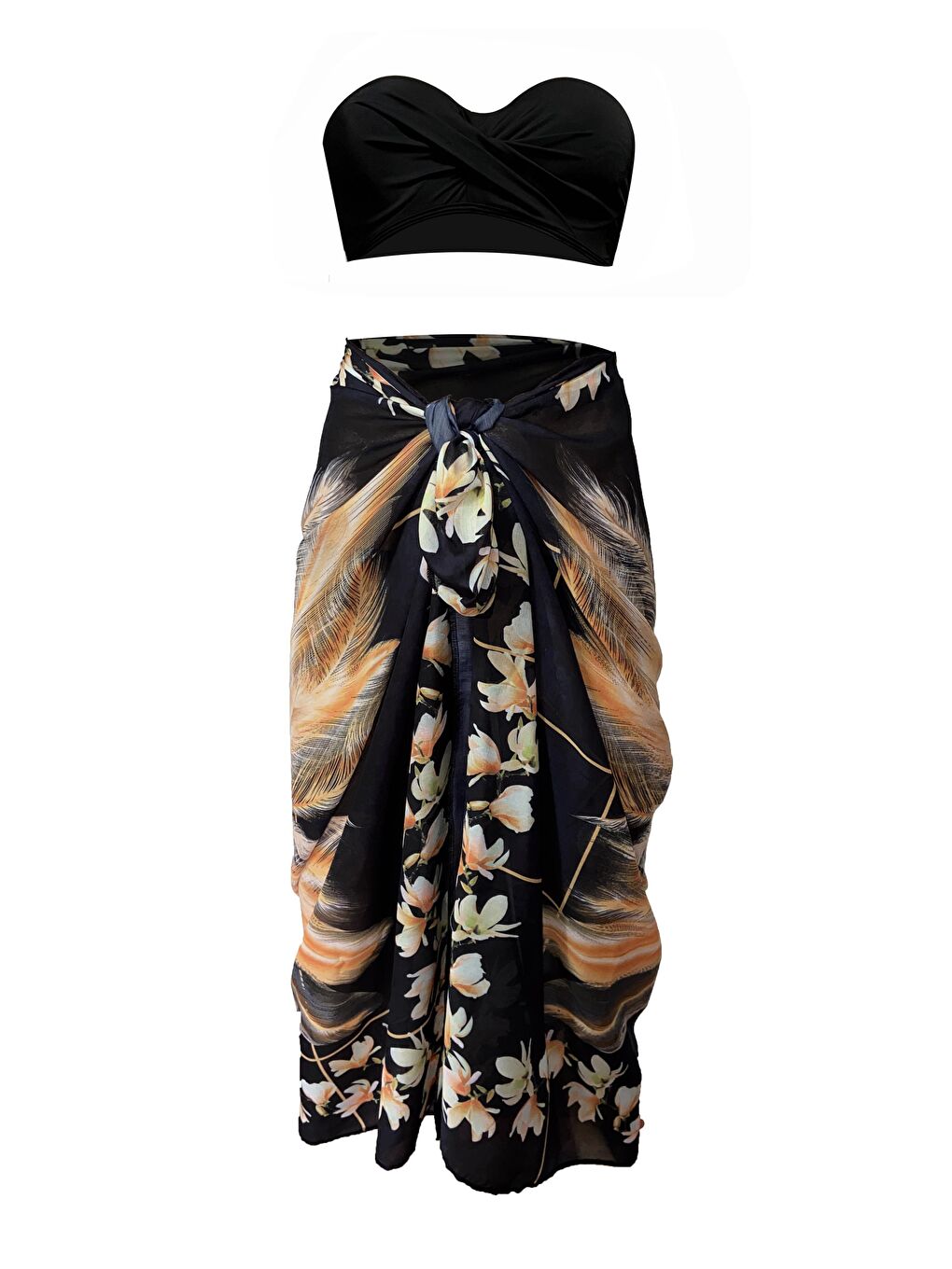 Sarı Amara Gold Yaprak Desen Pareo