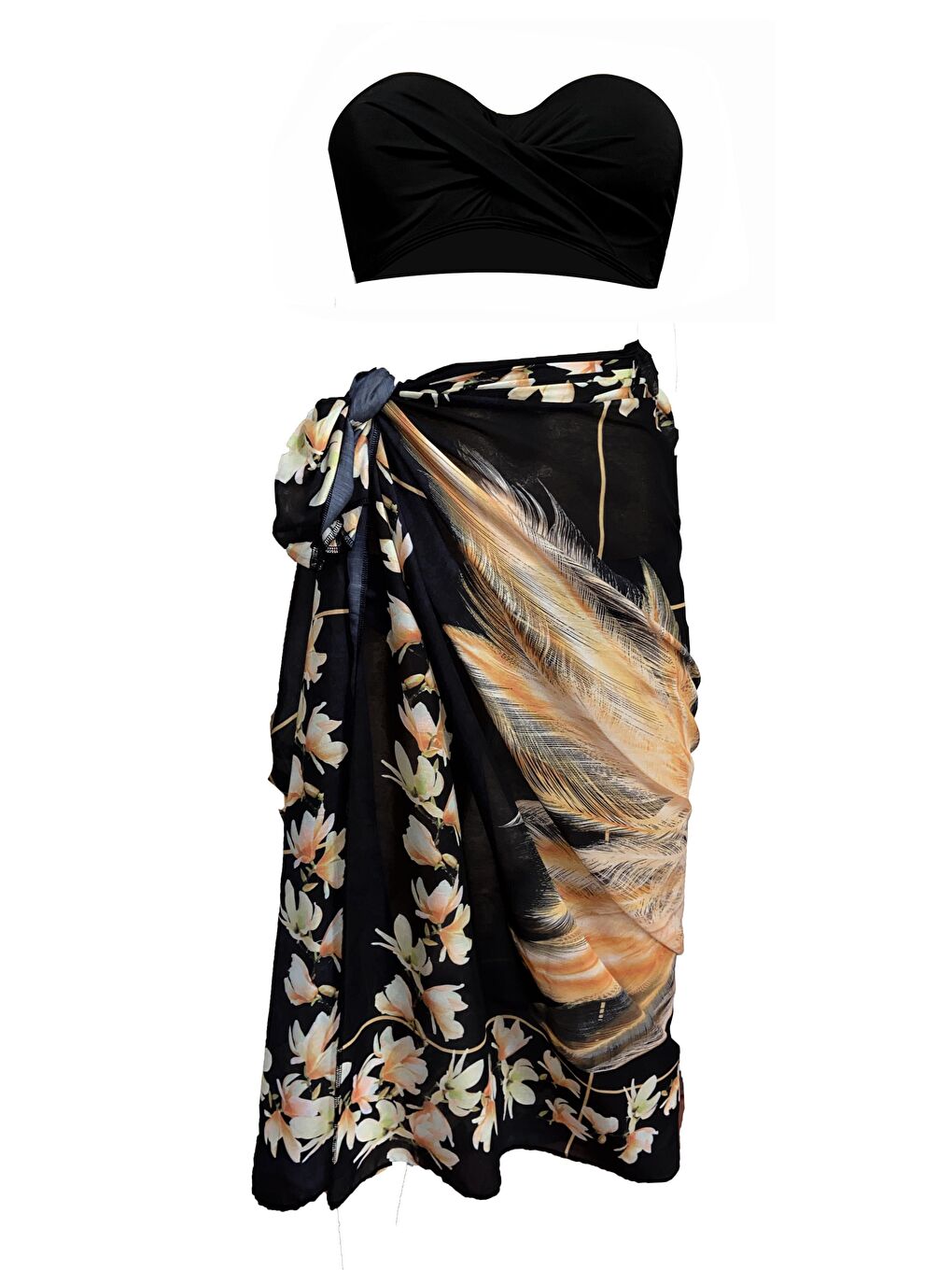 Sarı Amara Gold Yaprak Desen Pareo-2