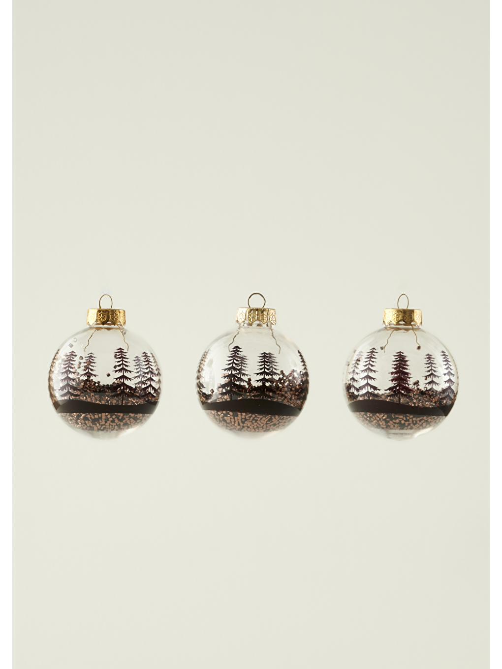 Christmas 3'lü Dekoratif Süs Kahverengi (8 Cm)