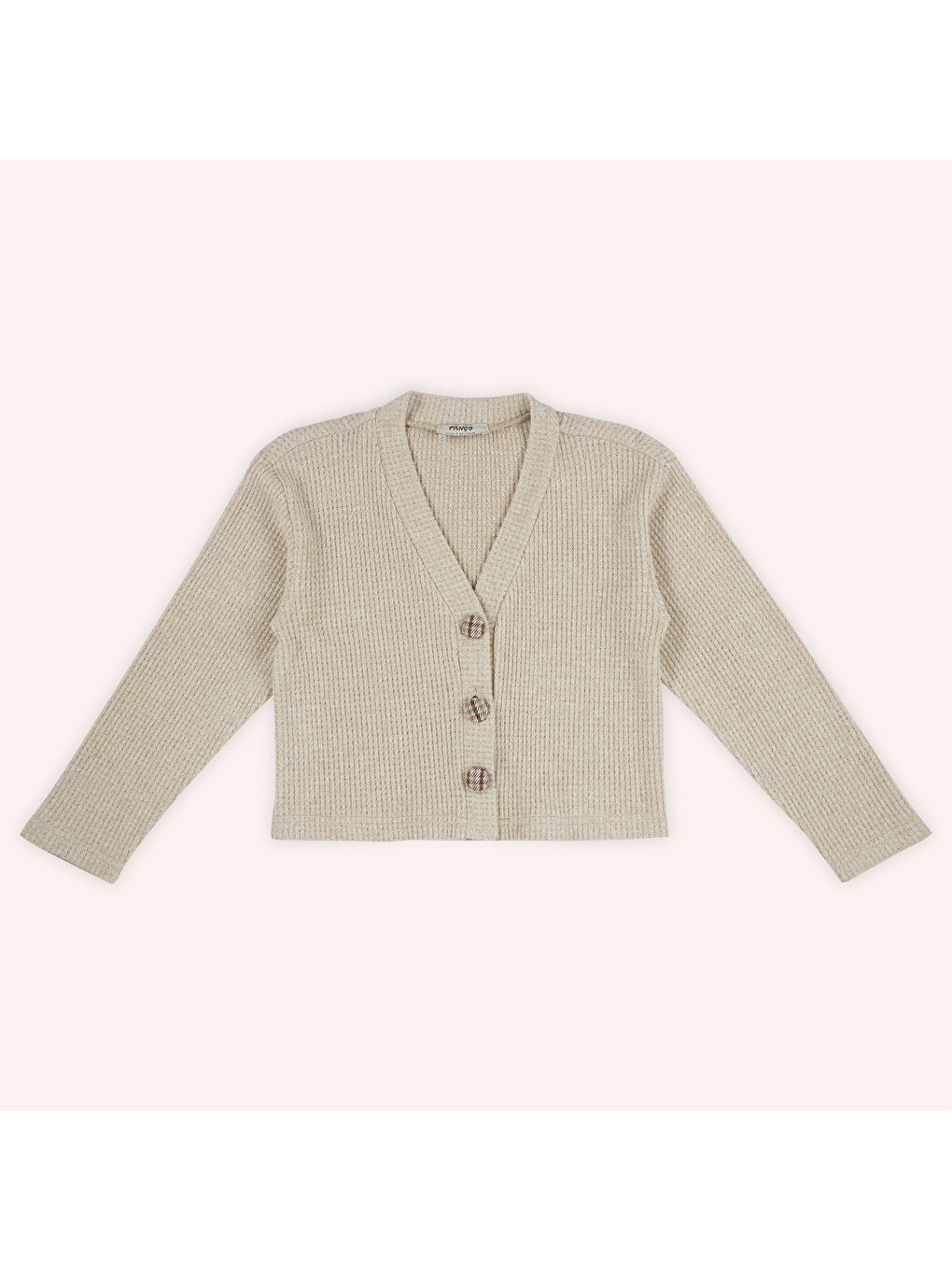 Kız Çocuk Bej-Melanj Örme Triko Hırka-1