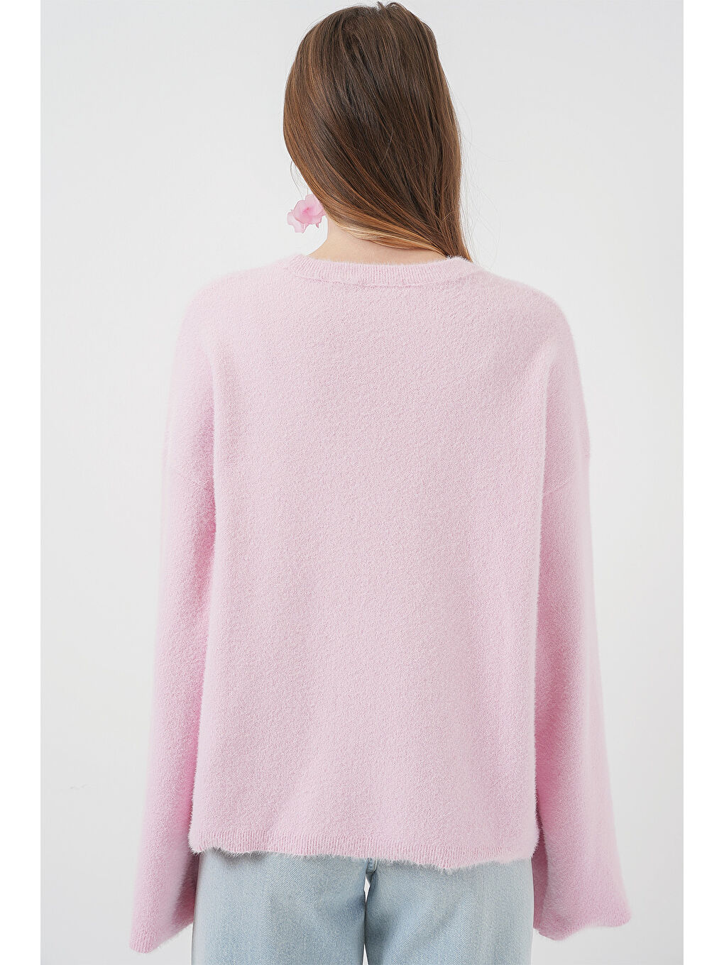 15915 Yumuşak Dokulu Triko Kazak - Pembe-5