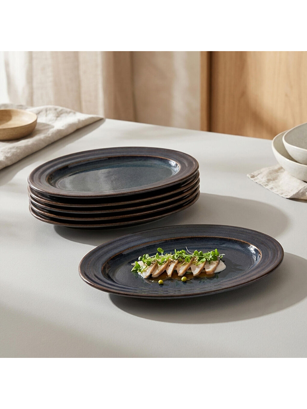 Ekru Güral 2 Adet 24 Cm Kayık Tabak Reaktif Oasis Vr 1131-1