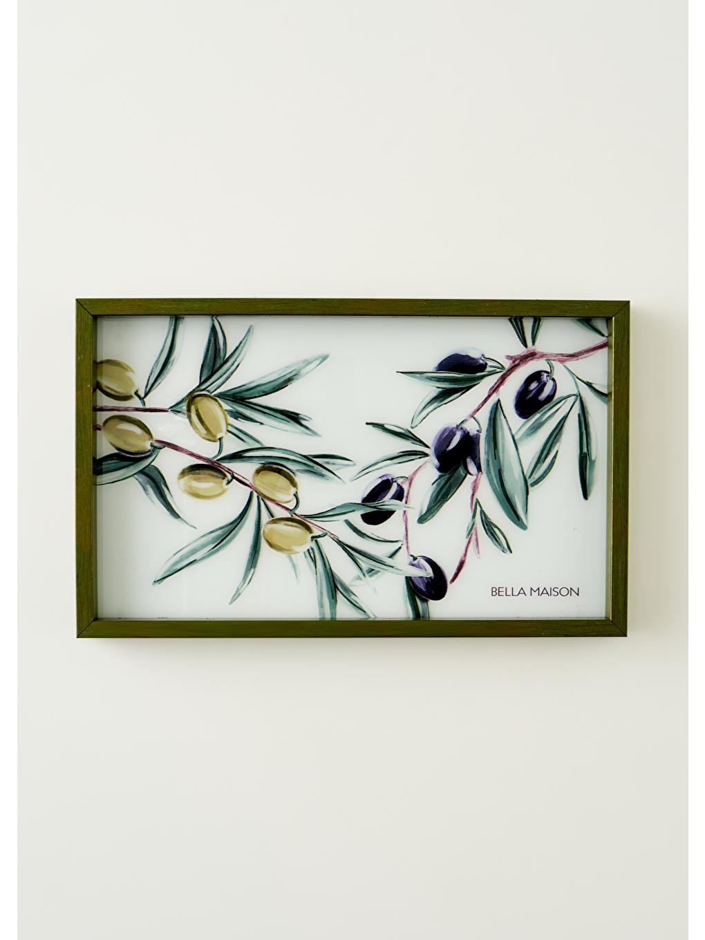 Olive Dekoratif Cam Tepsi Yeşil (22x37 Cm)
