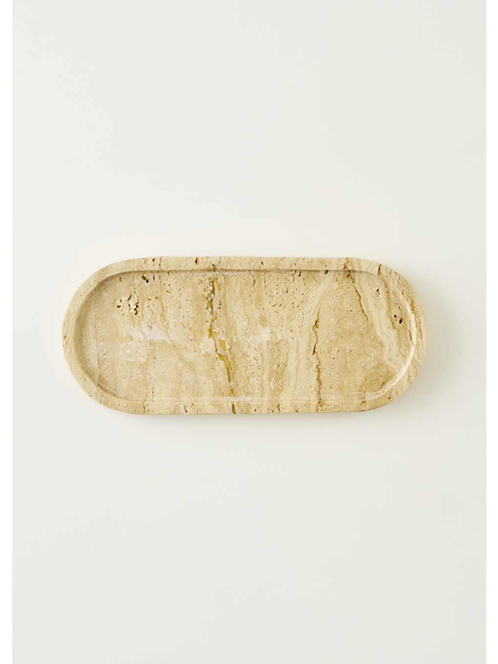 Bej Ephesus Traverten Oval Dekoratif Tabak Naturel (12x28 Cm)