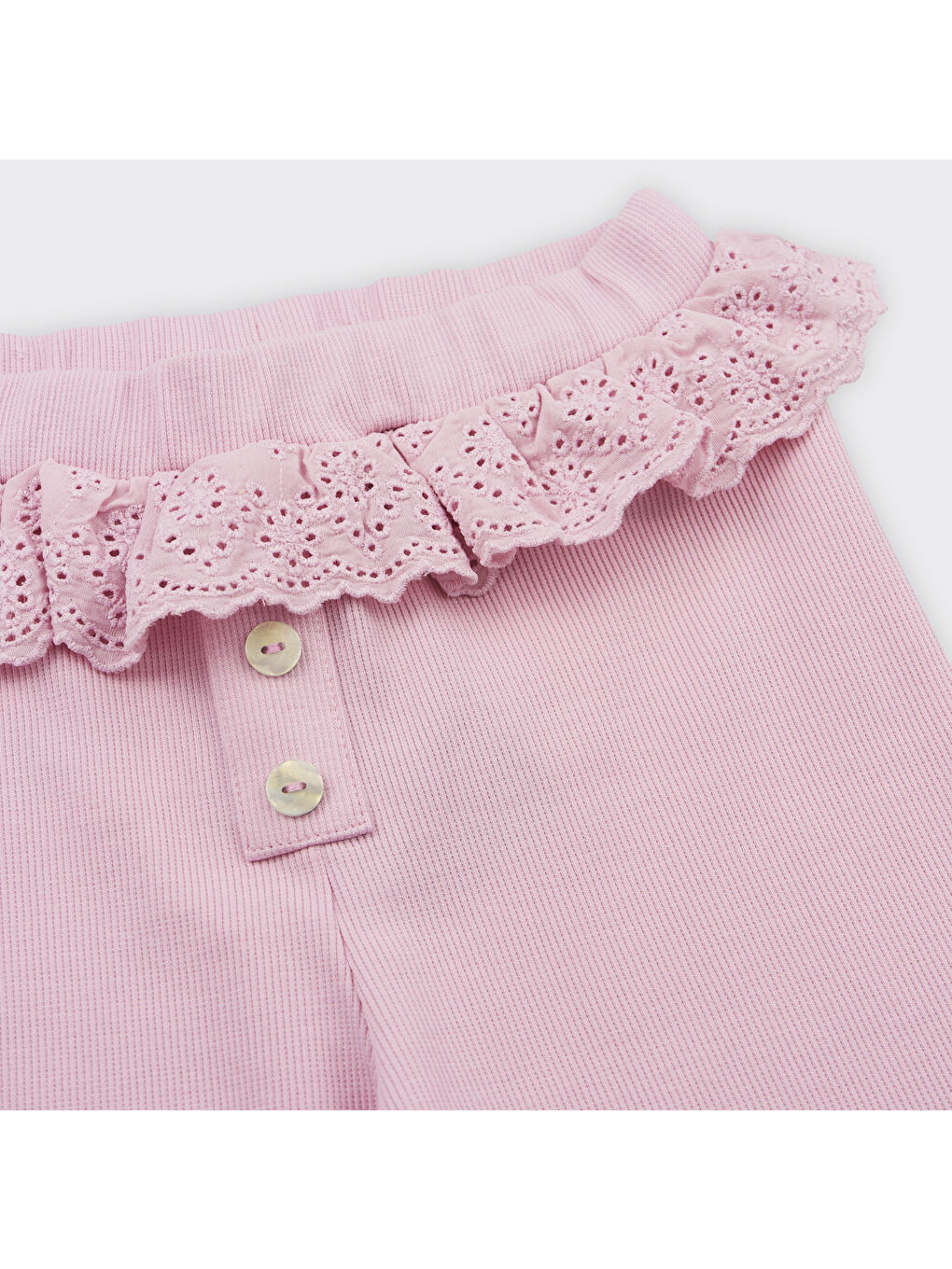 Kız Çocuk Dantel Detaylı Pembe Tayt-1