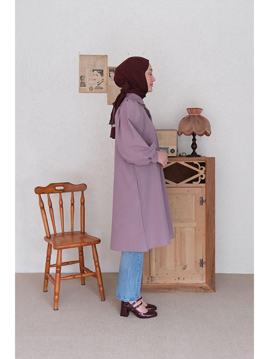 Soft Mor Balon Kol Uzun Gömlek-6