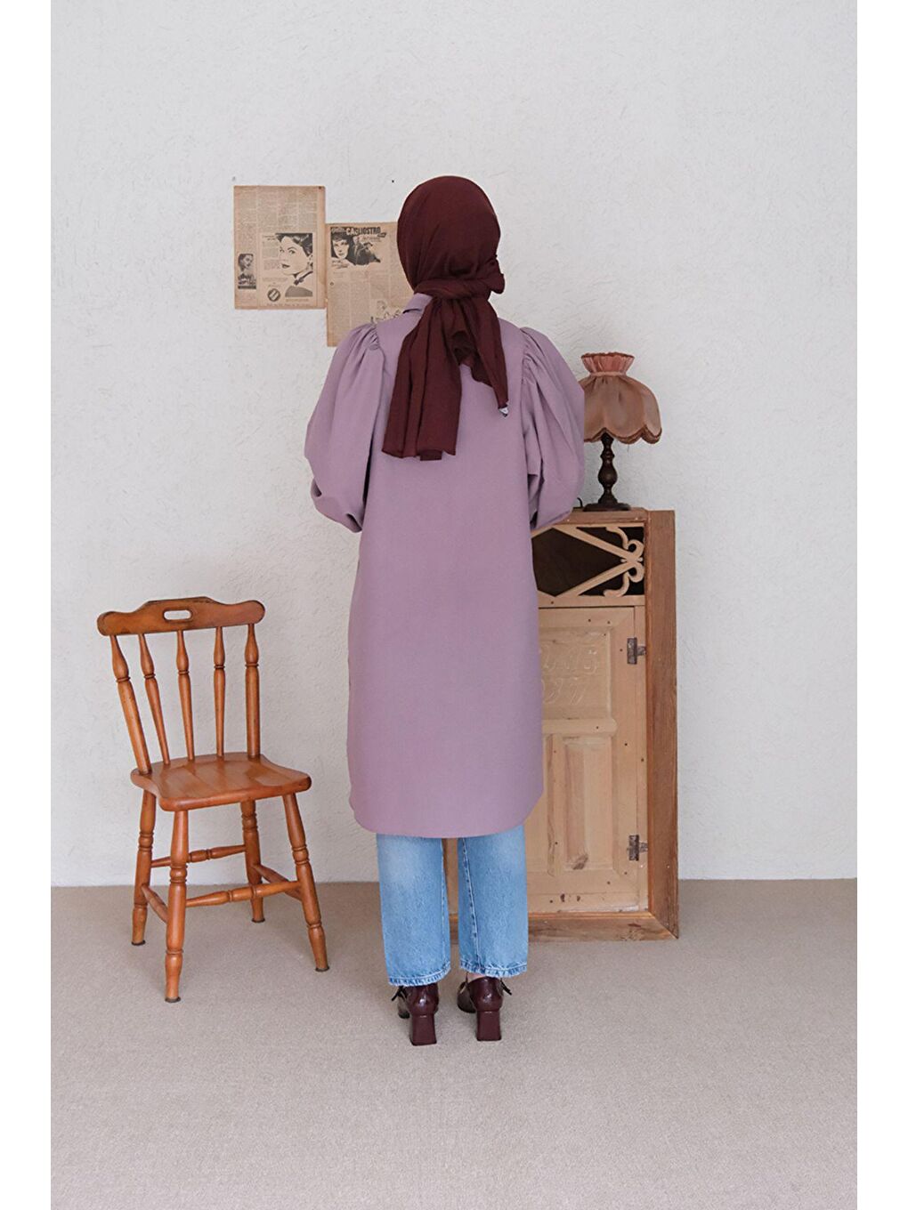 Soft Mor Balon Kol Uzun Gömlek-7