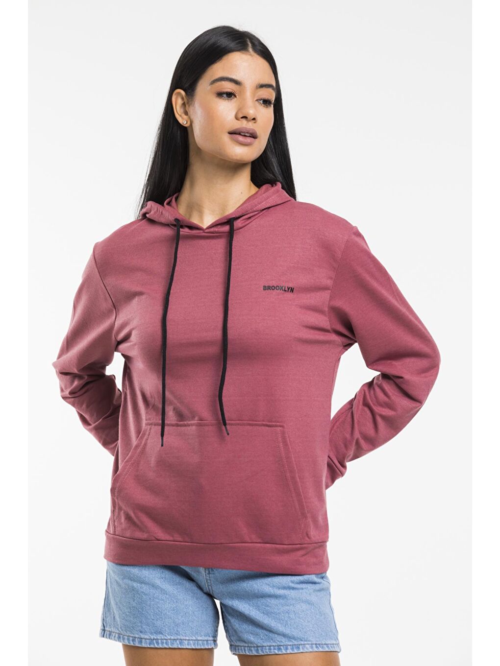 Süperlife Gülkurusu Kadın Kapşonlu Regular Fit Baskılı Sweatshirt SPR21K61 - 3