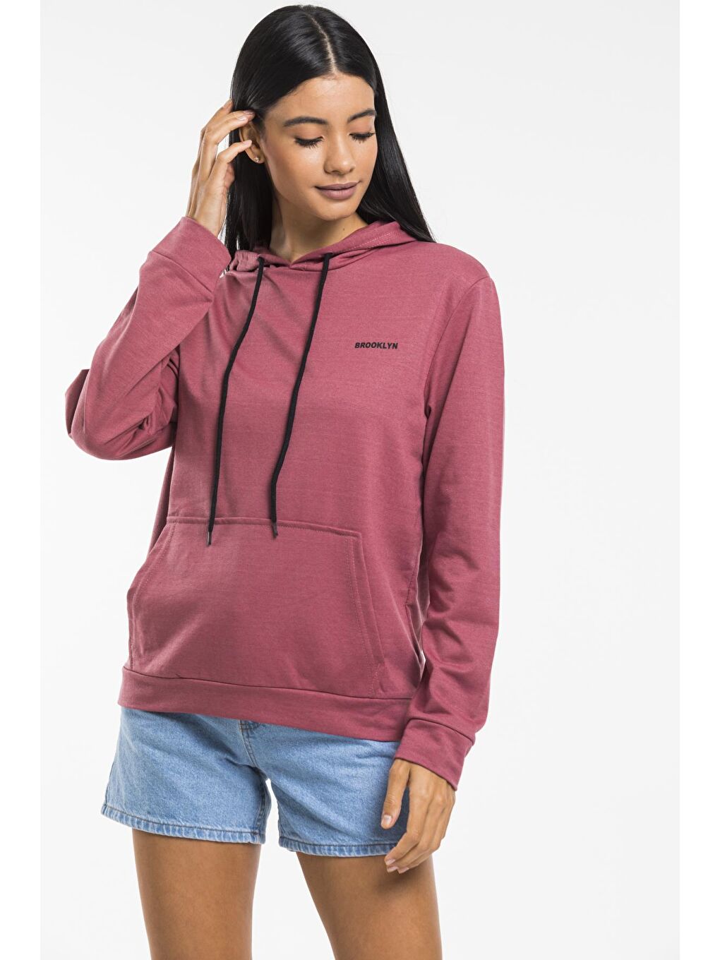 Süperlife Gülkurusu Kadın Kapşonlu Regular Fit Baskılı Sweatshirt SPR21K61 - 4