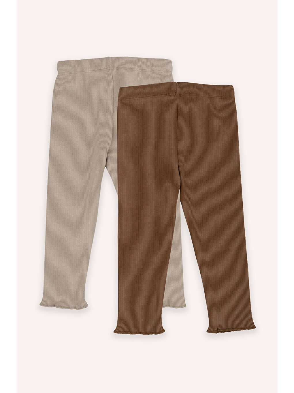 Sarı Kız Bebek Beli Lastikli Camel Bej 2'li Tayt Seti-3