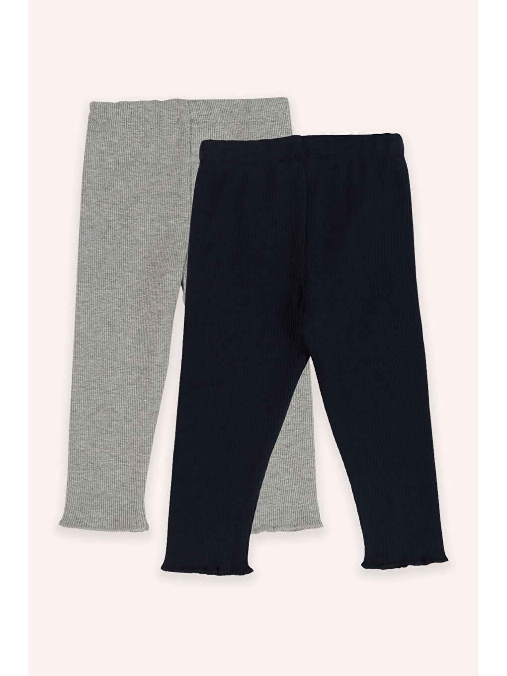 Kız Bebek Beli Lastikli Lacivert Grimelanj 2'li Tayt Seti-3