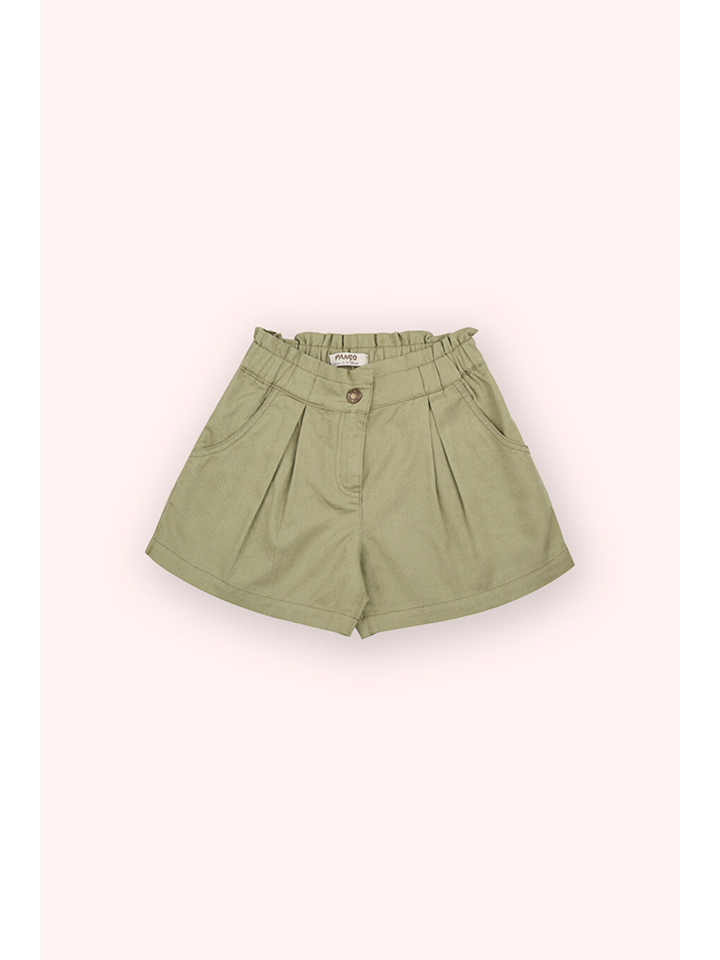 Kız Bebek Beli Lastikli Çıtçıtlı Cepli Haki Şort