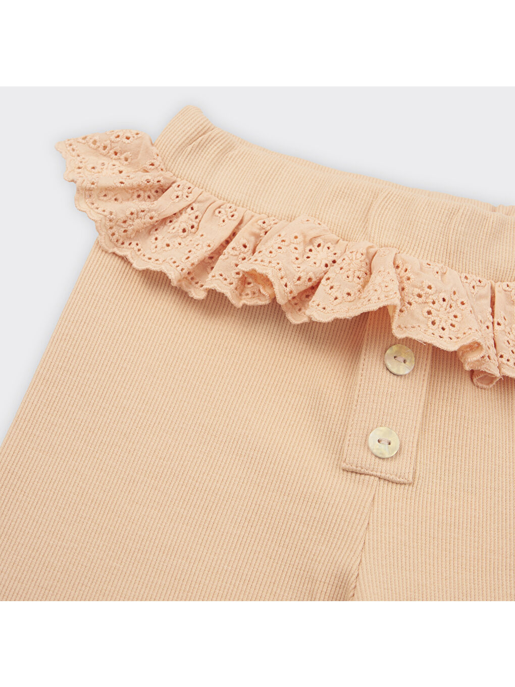 Pembe Kız Çocuk Dantel Detaylı Somon Tayt-1