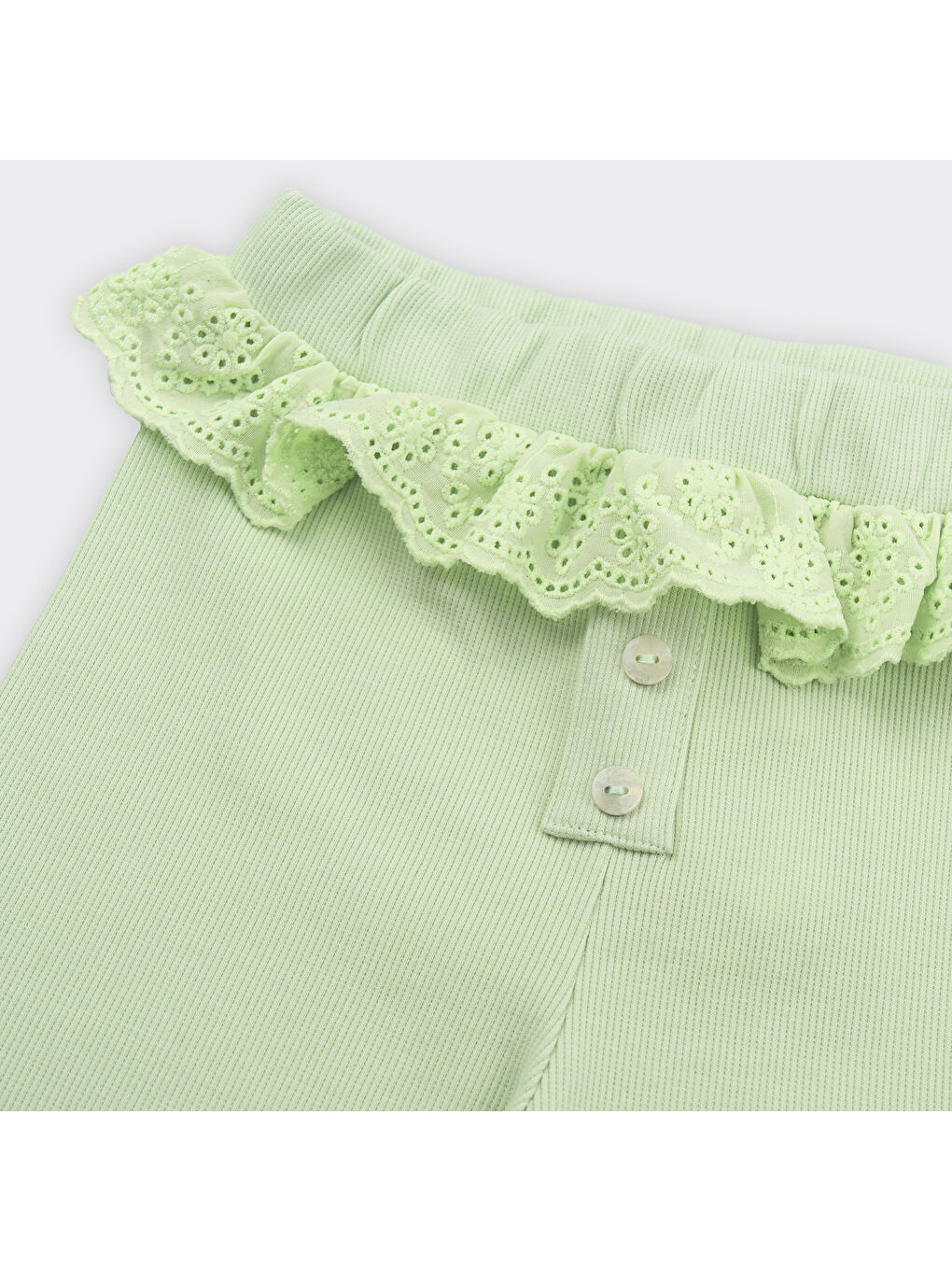 Yeşil Kız Çocuk Dantel Detaylı Mint Tayt-1