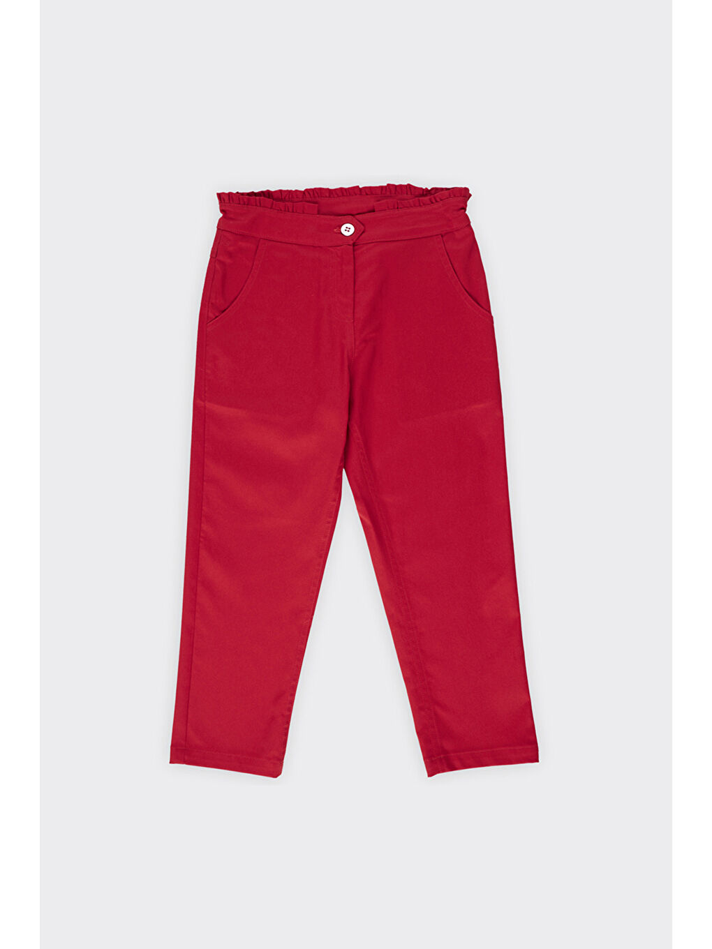 Kız Çocuk Kemeri Fırfır Detaylı Kırmızı Pantolon-2