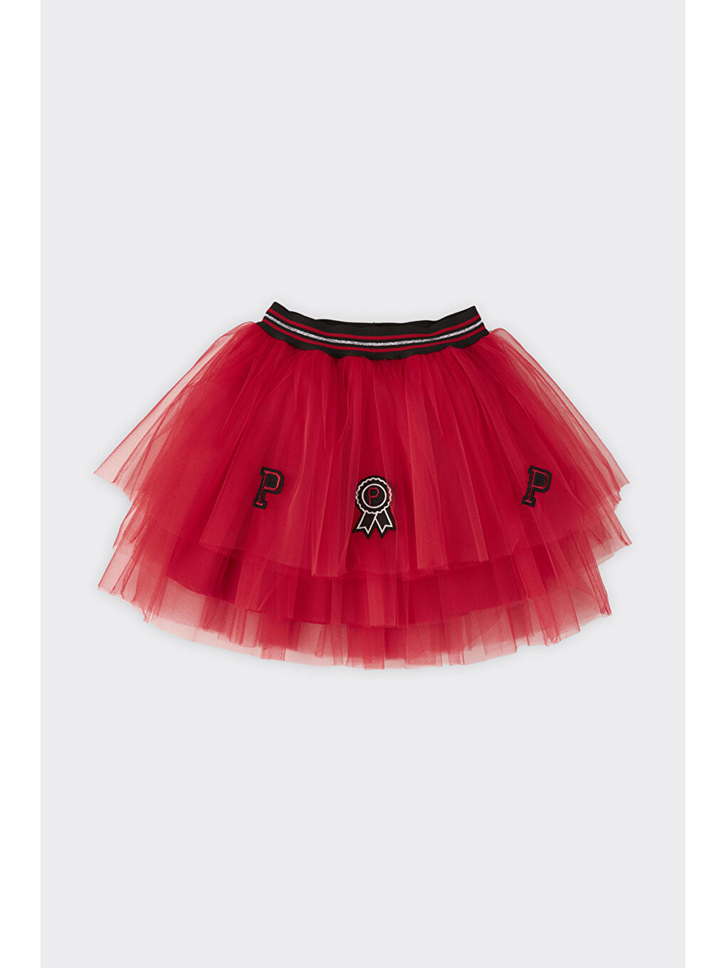 Kız Çocuk Aplikeli Kırmızı Tütü Etek-1