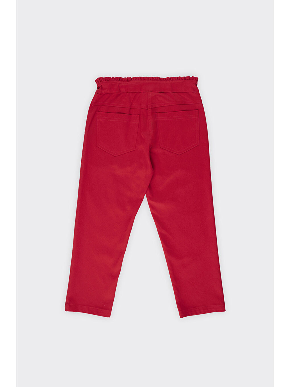 Kız Çocuk Kemeri Fırfır Detaylı Kırmızı Pantolon-3