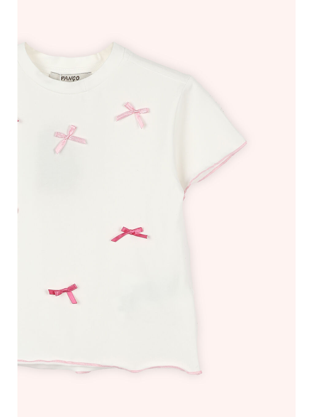 Kız Bebek Kol Ve Etek Ucuz Dikiş Detaylı Yumuşak Dokulu Ekru Tişört-1