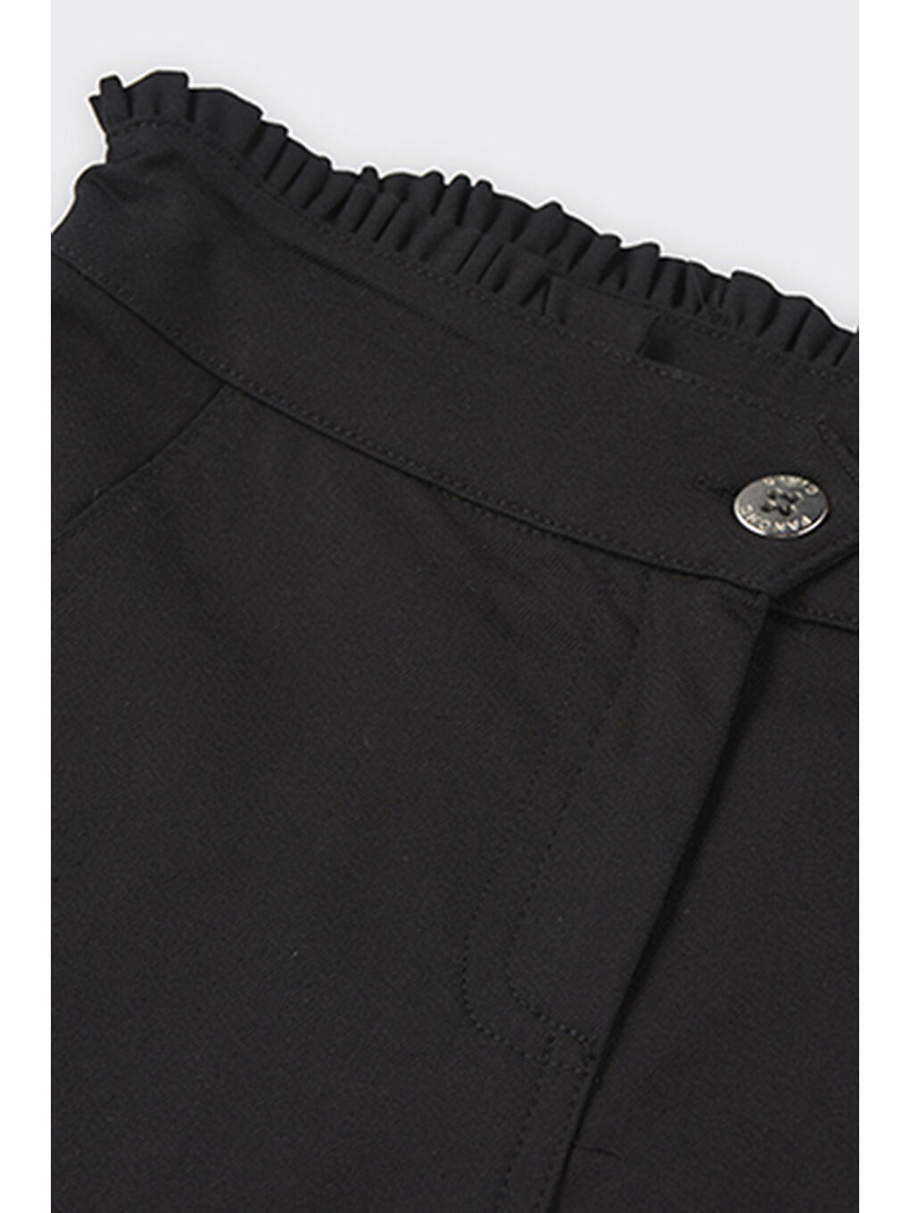 Kız Çocuk Kemeri Fırfır Detaylı Siyah Pantolon-3
