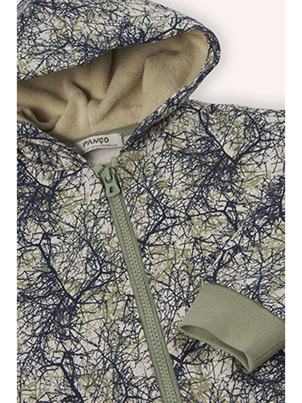 Erkek Bebek Baskılı Fermuarlı Bej Sweatshirt-2