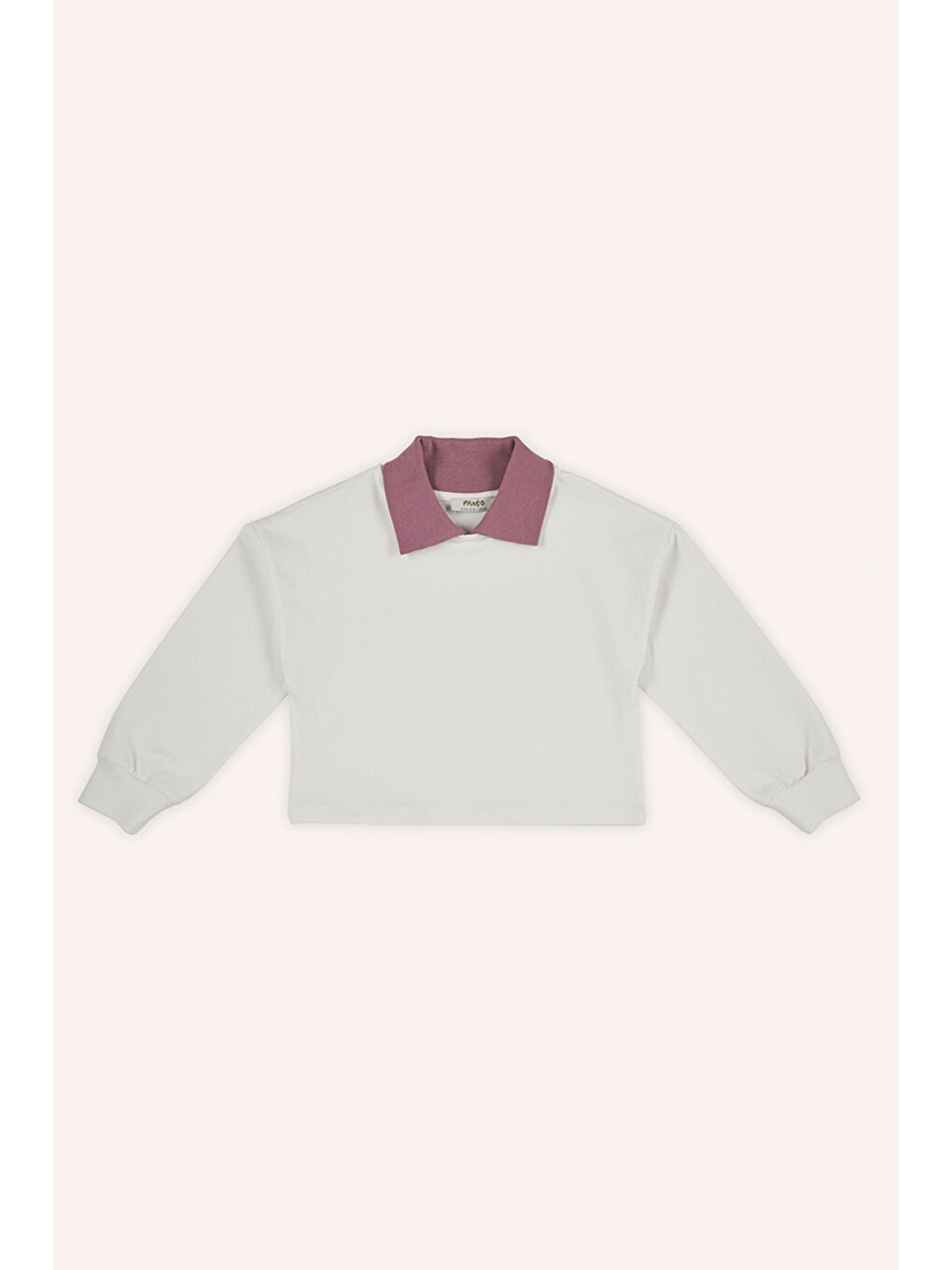 Kız Çocuk Yakalı Uzun Kollu Ekru Tişört-1