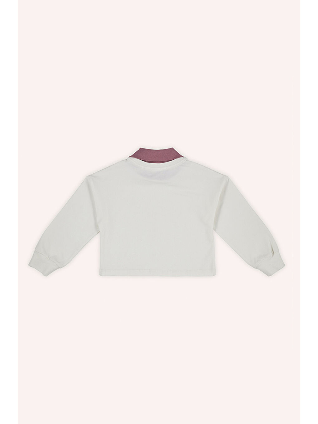 Kız Çocuk Yakalı Uzun Kollu Ekru Tişört-2
