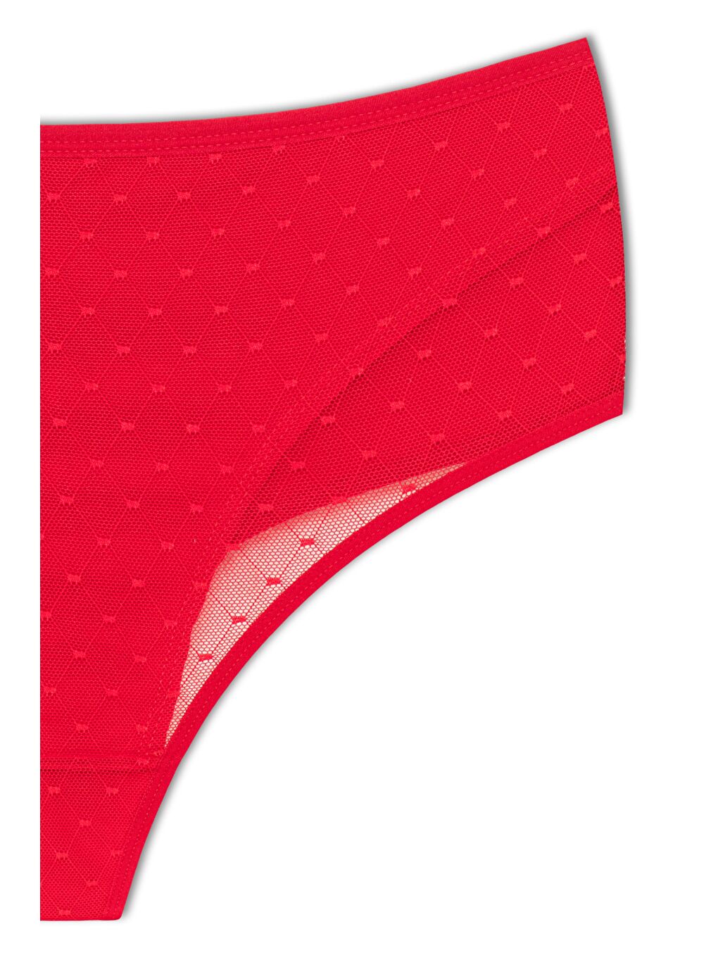 Kırmızı Pamuklu Önü Çift Kat Lez Dantel Yüksek Bel Tanga Kadın Külot-2