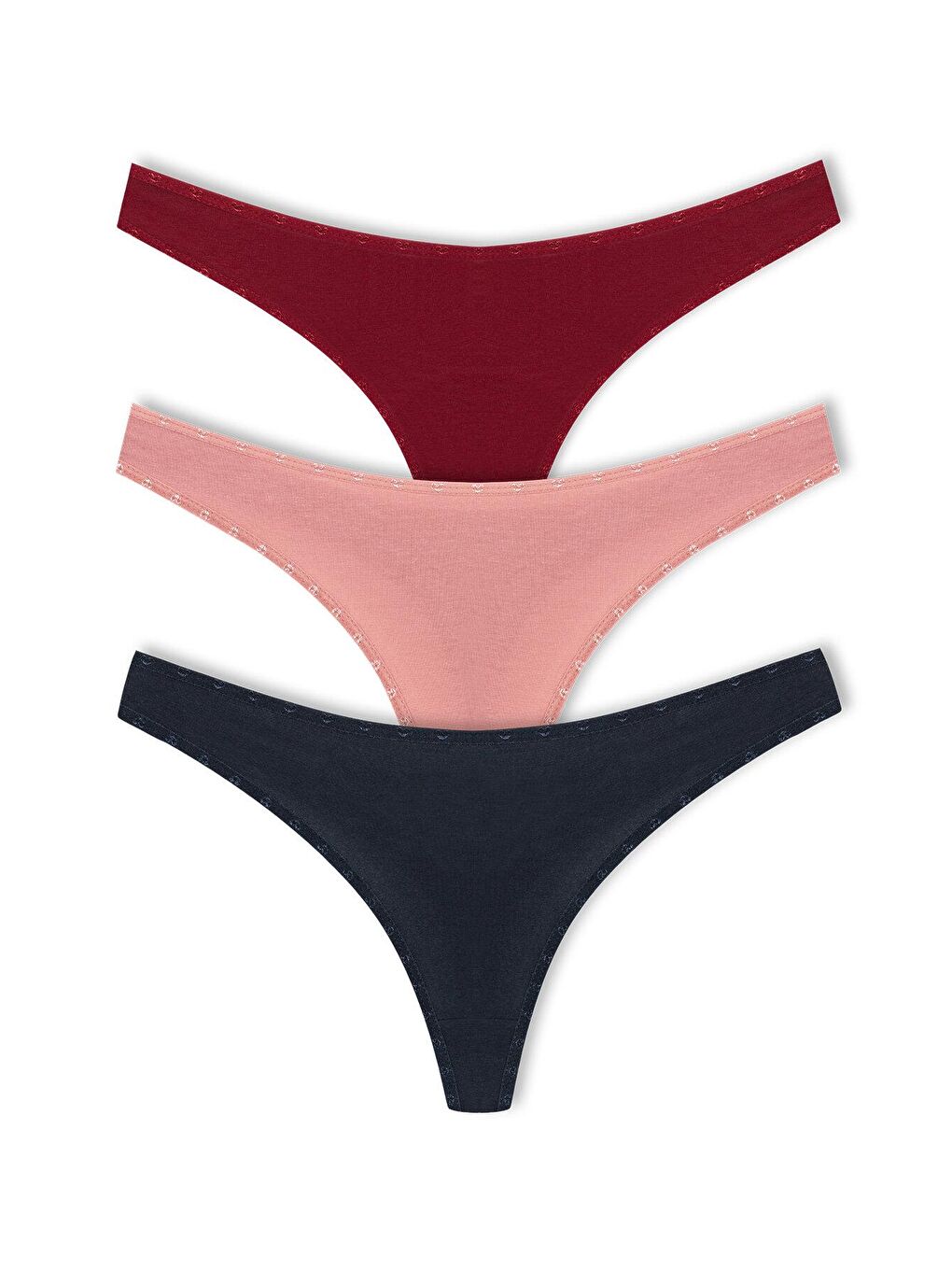 Bordo Pamuklu Kalpli Lastik Basic Tanga Kadın Külot 3'lü