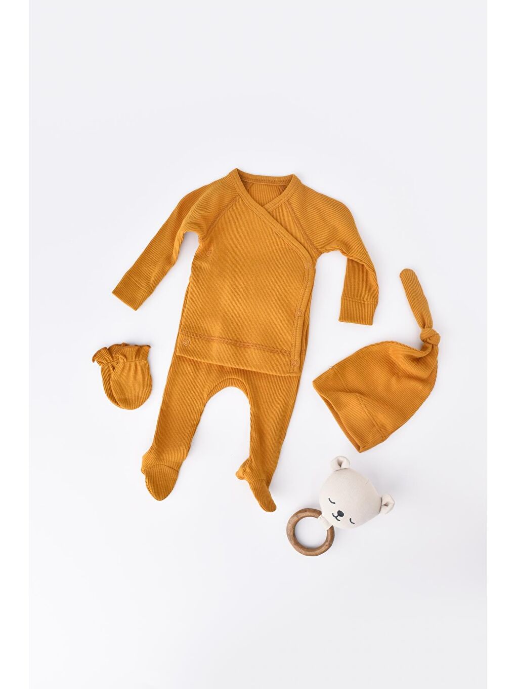 BabyCosy Organic Wear Koyu Sarı Modal Organil 4 lü Set CSYM24505