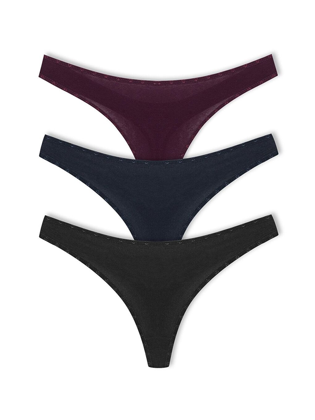 Lacivert Pamuklu Kalpli Lastik Basic Tanga Kadın Külot 3'lü