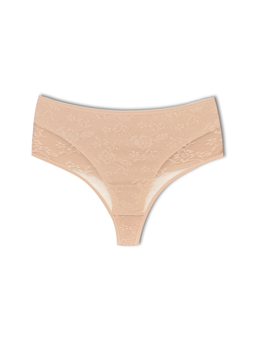 Kahverengi Pamuklu Önü Çift Kat Lez Dantel Yüksek Bel Tanga Kadın Külot