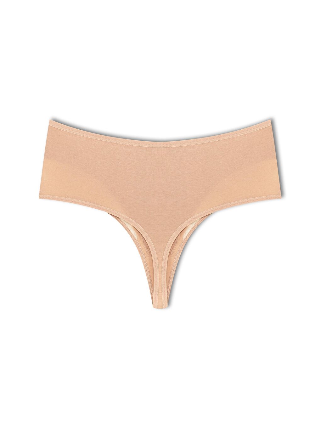 Kahverengi Pamuklu Önü Çift Kat Lez Dantel Yüksek Bel Tanga Kadın Külot-1