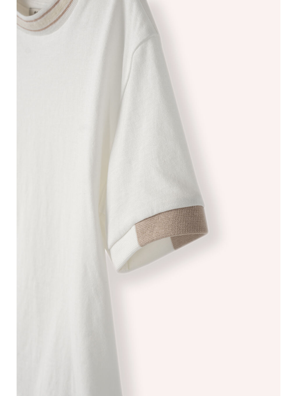 Erkek Bebek Kısa Kollu Bej Tişört-1