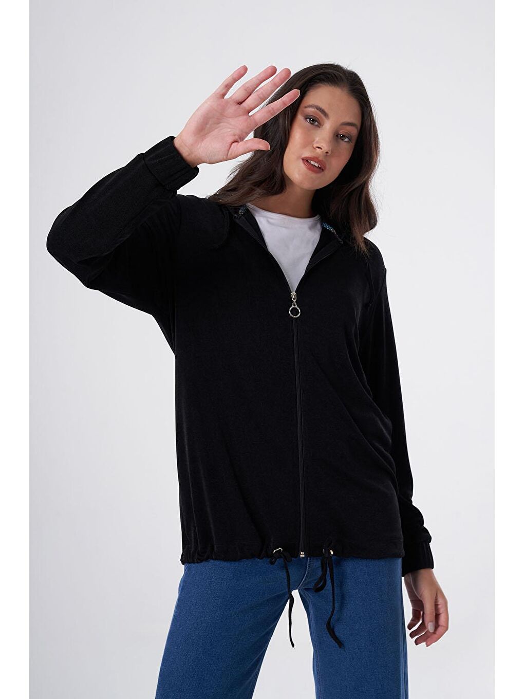 Buzzy Kapüşonlu Siyah Sweatshirt-2