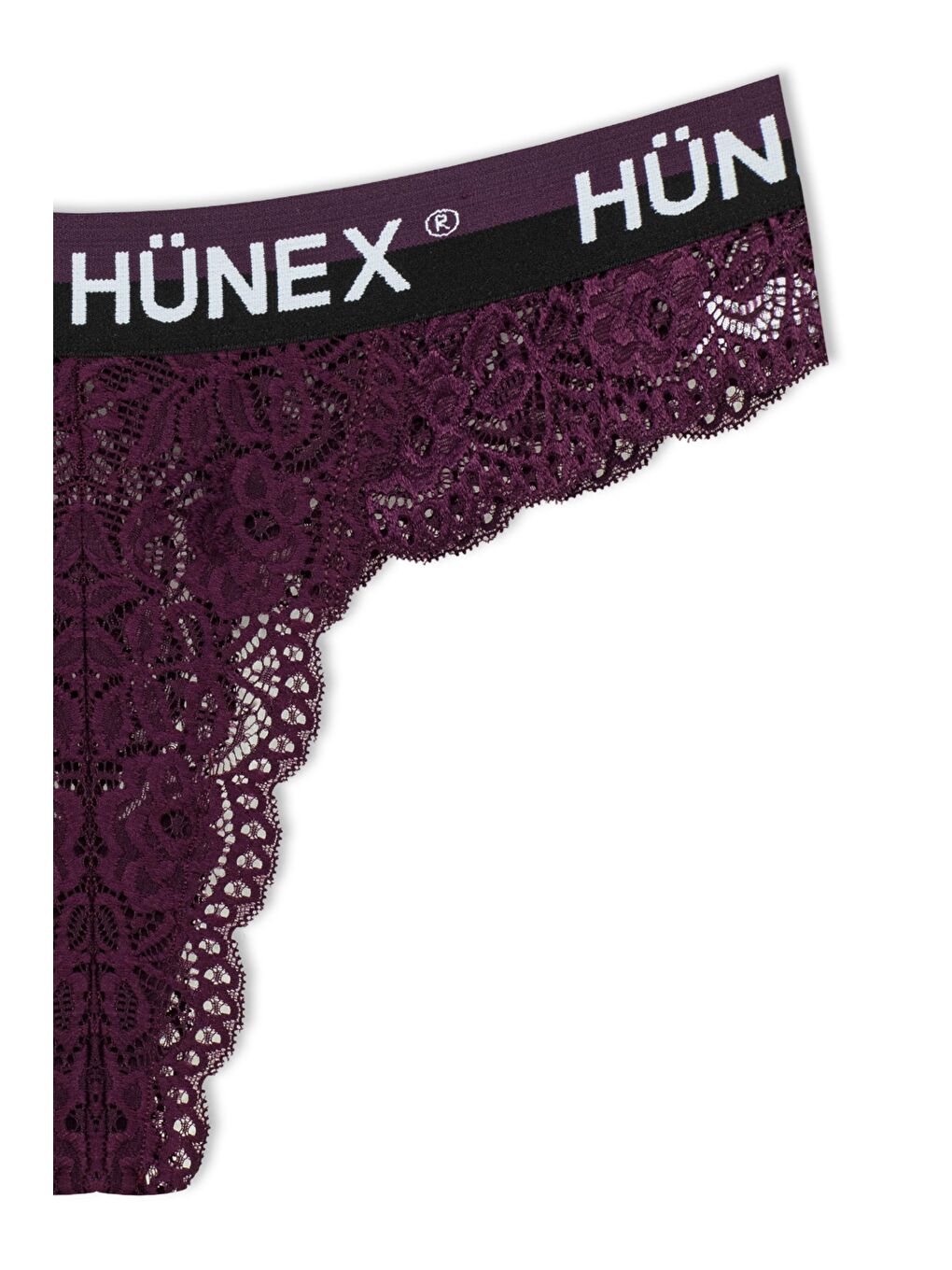 Mor Dantelli Yazılı Lastik Tanga Kadın Külot-2