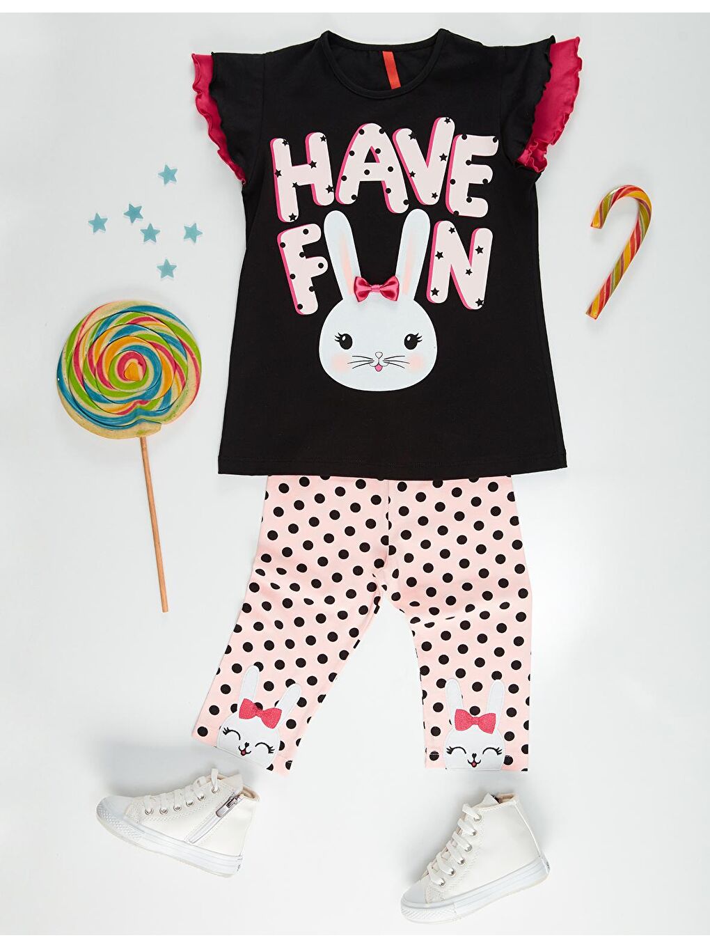 Karışık Bunny Fun Kız Tayt Takım-2