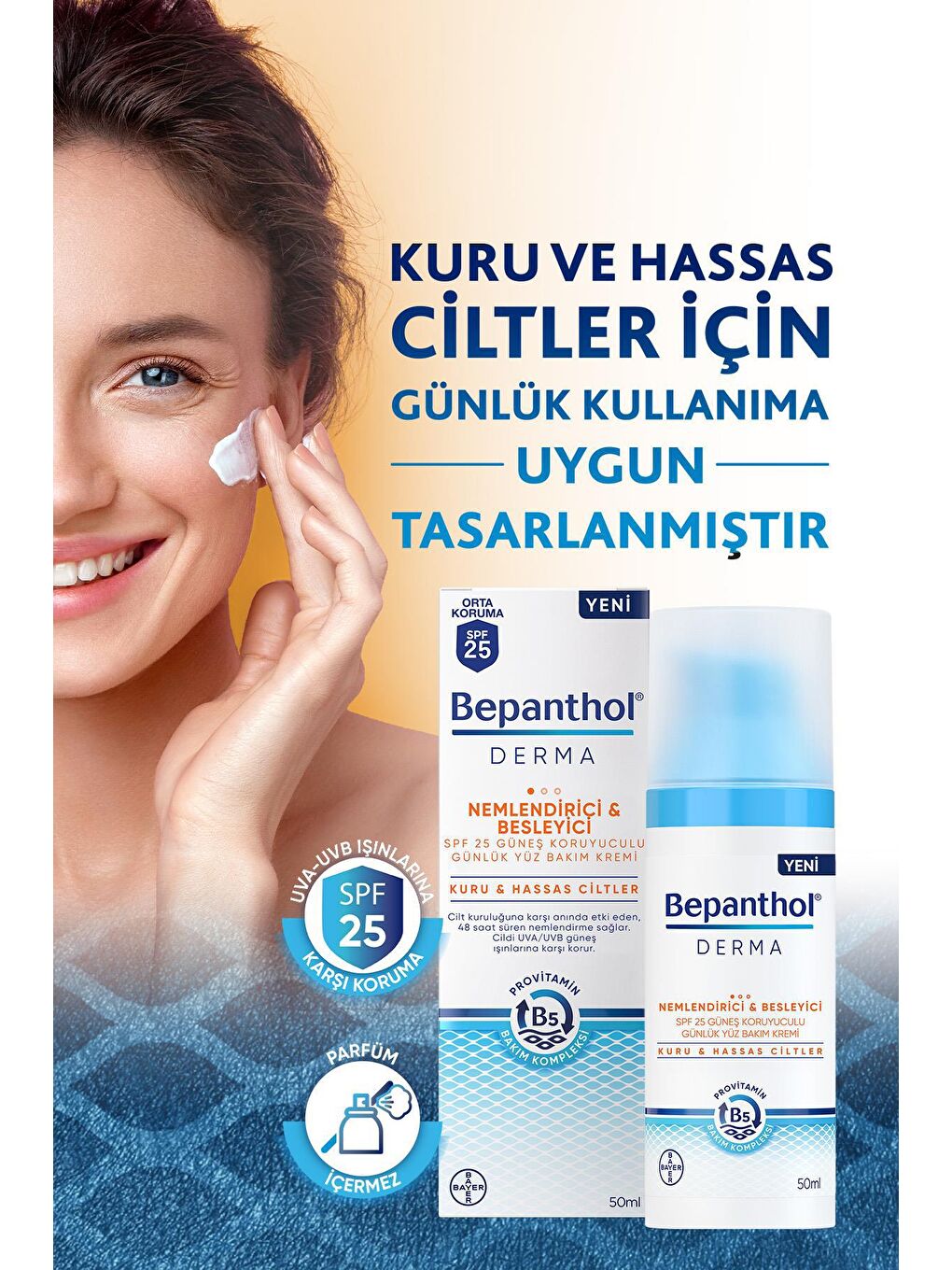 Bepanthol Şeffaf Derma Nemlendirici & Besleyici SPF 25 Günlük Yüz Kremi 50ML + Derma Gece Bakım Kremi 50ML - 5