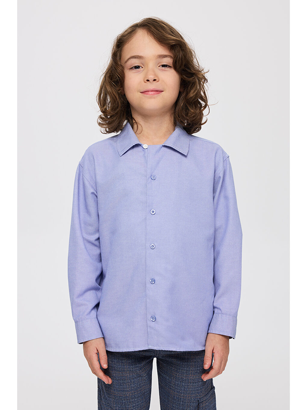 Erkek Çocuk Mavi Oxford Gömlek-4