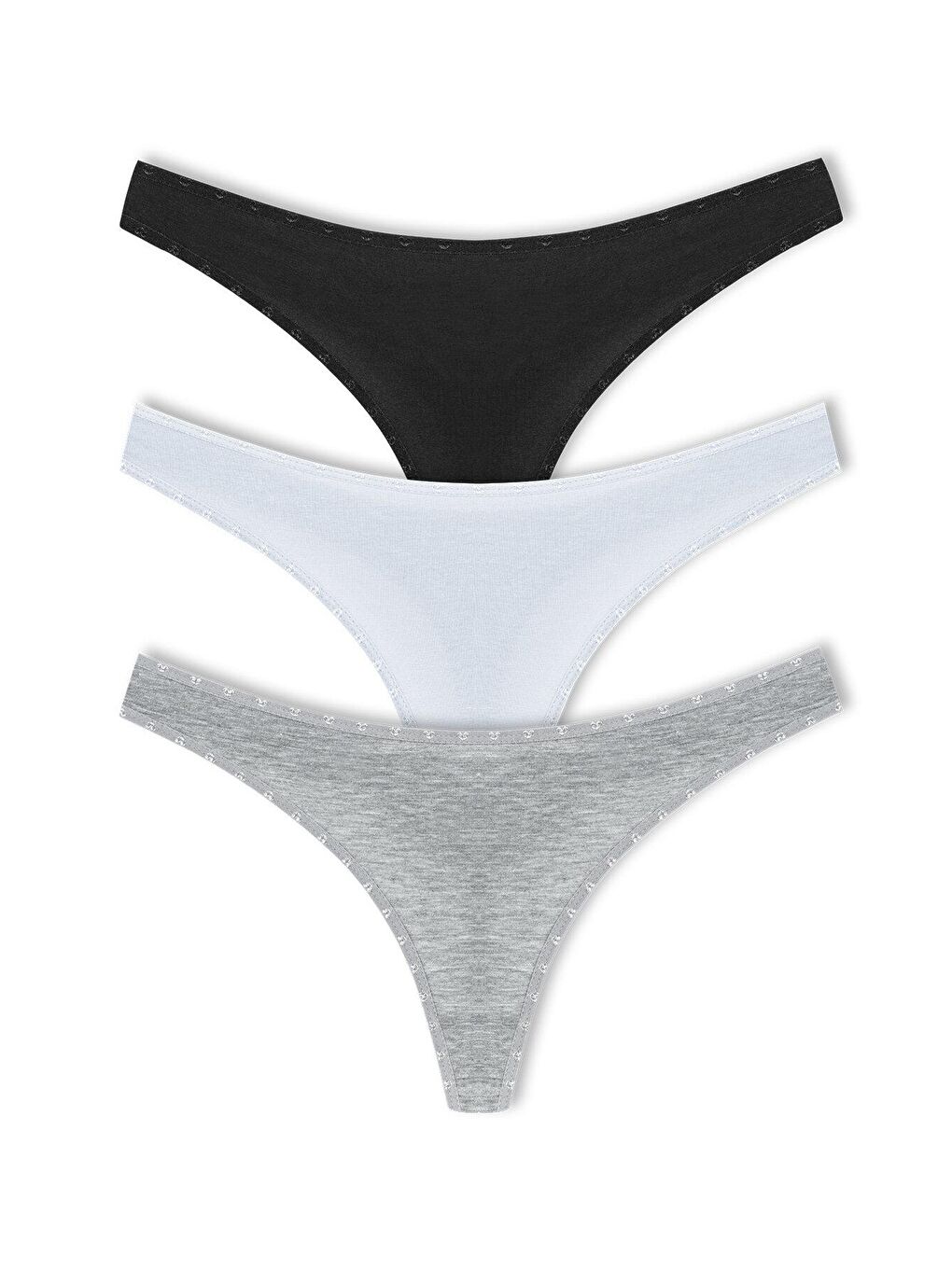 Beyaz Pamuklu Kalpli Lastik Basic Tanga Kadın Külot 3'lü