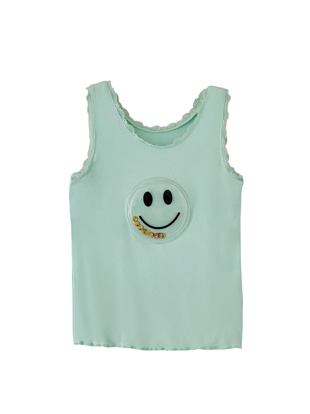 Lila Kız Çocuk Gülen Yüz Desenli Kaprili Pijama Takımı-3