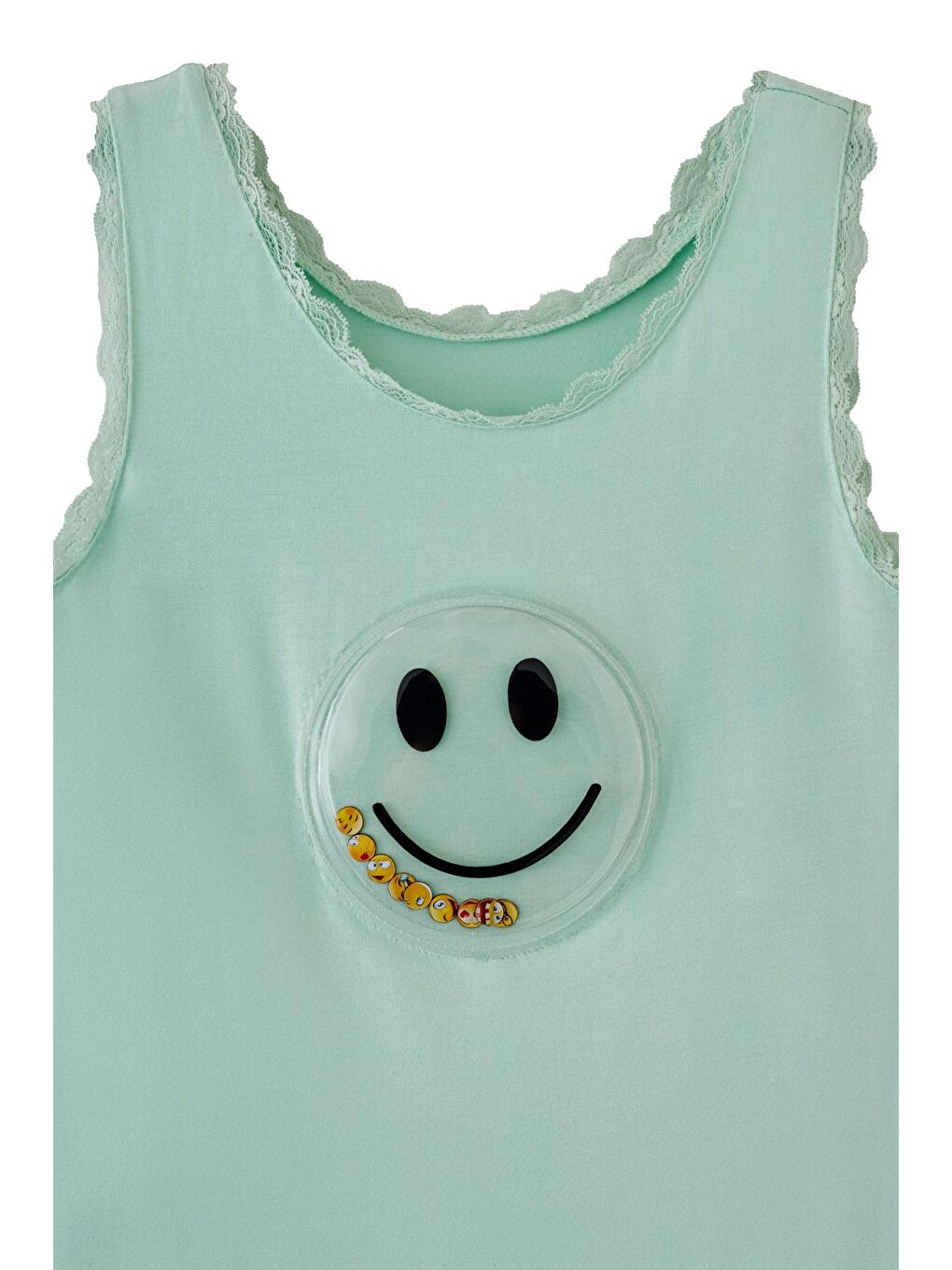 Lila Kız Çocuk Gülen Yüz Desenli Kaprili Pijama Takımı-4