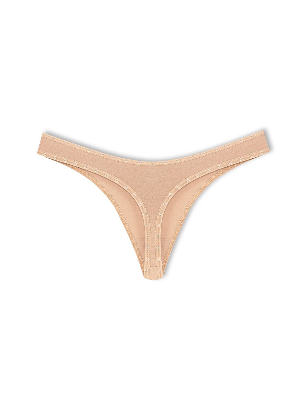 Bej Pamuklu Kalpli Lastik Basic Tanga Kadın Külot 3'lü-5